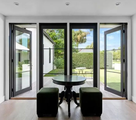 Προσαρμοσμένη Μαύρη Πόρτα Ανοιγόμενη από Γυαλί με Μόνωση Θερμότητας και Επίστρωση Αλουμινίου με Βαφή Πούδρας